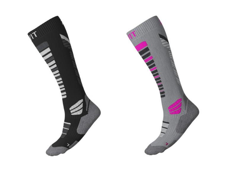CRIVIT Premium Damen Winter-Funktionsstrümpfe in Schwarz und Grau mit pinken Akzenten