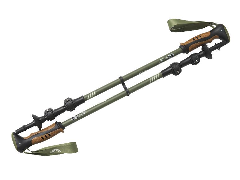 CRIVIT Trekkingstöcke in Olivgrün mit Korkgriffen und Schlaufen.