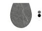 Grauer Toilettensitz in Marmoroptik mit einfarbigen Optionen.