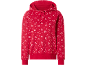Roter Kapuzenpullover mit Zuckerstangen-Herzmuster