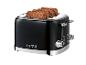 Schwarzer Toaster mit vier Scheiben Vollkornbrot, mit „1973“ auf der Vorderseite.