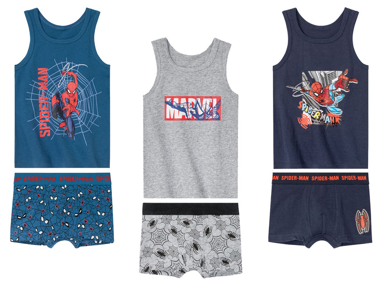 Spider-Man Tanktops und Boxershorts für Jungen.
