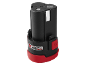 Kompakter 12V Elektrowerkzeugakku in Schwarz und Rot mit X12V Team Logo.
