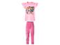 Rosa Mädchen-Pyjama-Set mit Kurzarm-Oberteil und langer Hose mit Welpen-Aufdruck.