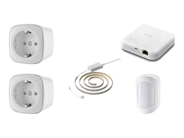 SILVERCREST Zigbee Smart Home Starter Set, Gateway Apple HomeKit + 2 x Zwischenstecker + Bewegungsmelder + LED-Band