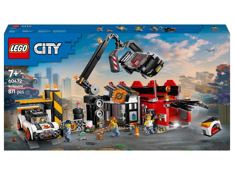 LEGO City Schrottplatz-Set mit Kran, Autos und Minifiguren.