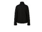Schwarze Fleecejacke mit Stehkragen, Rückansicht.