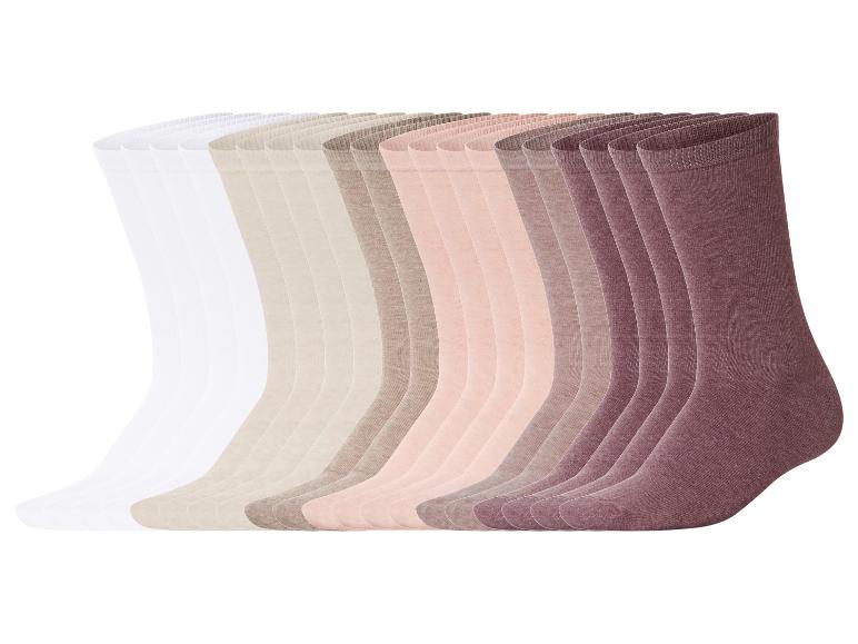 Ein Farbverlauf von Socken von Weiß bis Dunkelbraun, in einer Reihe angeordnet.