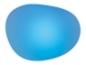 Abstrakte blaue Form mit sanftem Leuchten auf weißem Hintergrund.