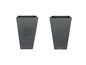 Zwei graue Blumentöpfe mit einer gerillten Oberfläche.
