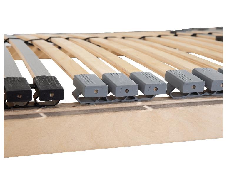 Lattenrost aus Holz mit Latten und Kunststoffhaltern.