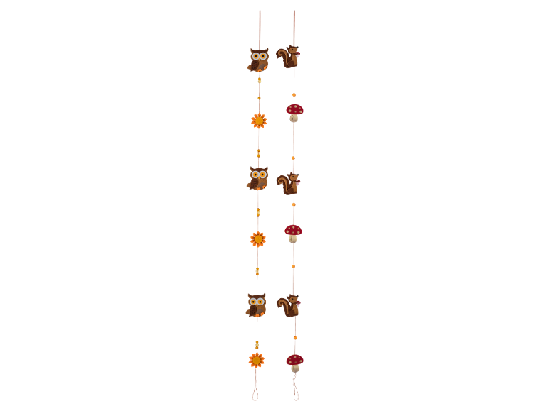 Herbstliche Dekohänger mit Eulen, Eichhörnchen, Pilzen und Sonnenblumen.
