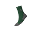 Grüne Sportsocke mit grauen Details und einem weißen Logo.