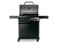 Schwarzer Landmann Cool Black Gasgrill mit vier Brennern und offenem Deckel
