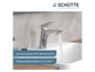 Eine verchromte Waschtischarmatur von Schütte mit wassersparender Eco-Click Funktion.