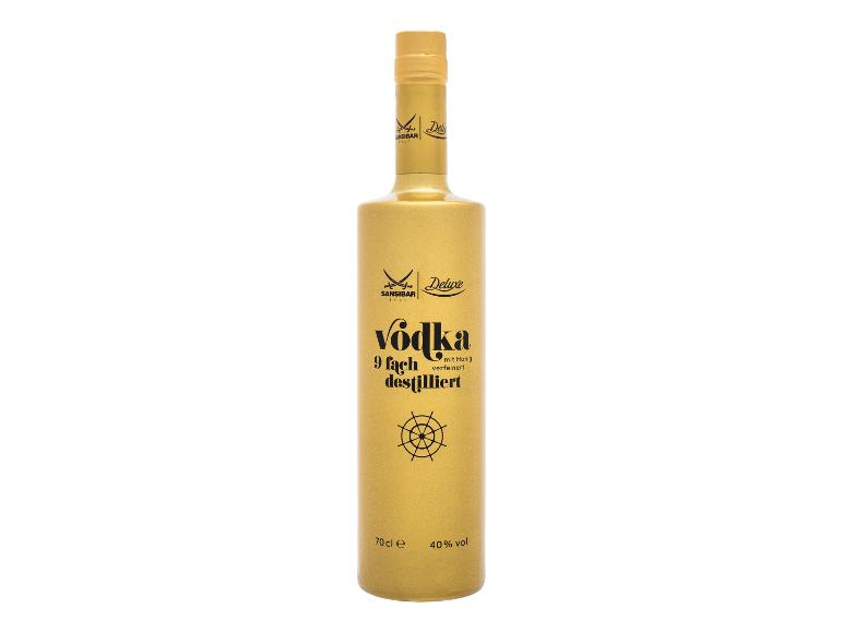 Goldene Sansibar Deluxe Wodka Flasche, 70 cl, 40% vol, mit Honig destilliert.