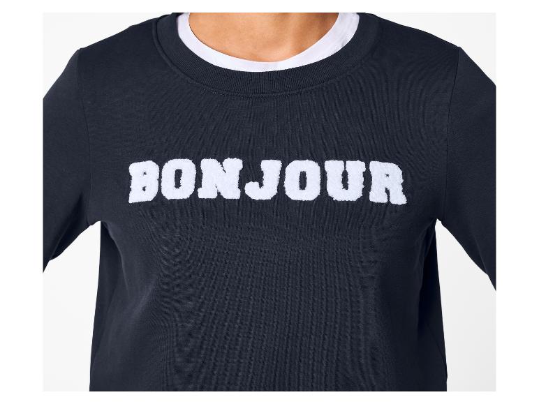 Schwarzes Sweatshirt mit weißem „BONJOUR“-Schriftzug