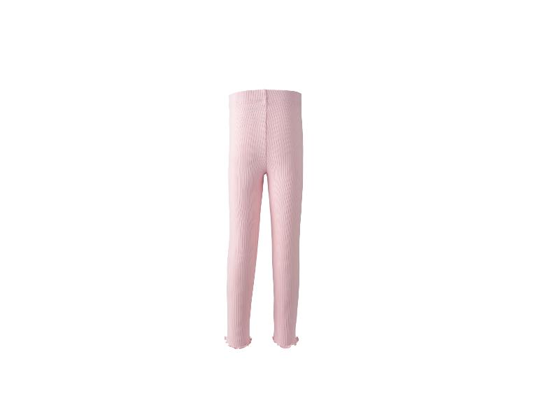 Hellrosa gerippte Baby-Leggings mit gewelltem Saum.