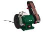 Grüner Tischschleifer mit Schleifscheibe und Band