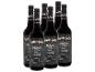 Sechs Flaschen gewürzter schwarzer Rum, 40% Vol., mit Segelschiff auf dem Etikett.