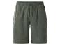 Dunkelgrüne Baumwollshorts mit elastischem Bund und Kordelzug.