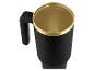 Schwarzer Thermobecher mit goldener Innenseite und Griff