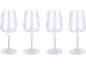 Set aus vier geriffelten Weingläsern mit elegantem Stiel