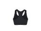 Schwarzes Sport-Top mit Racerback-Rücken, ideal für körperliche Aktivitäten.