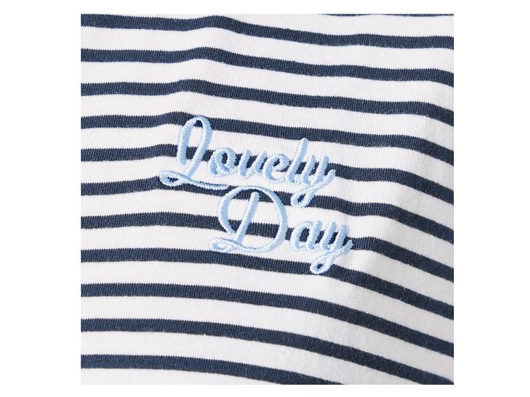 Weiß-blaues gestreiftes Shirt mit 'Lovely Day' Stickerei.