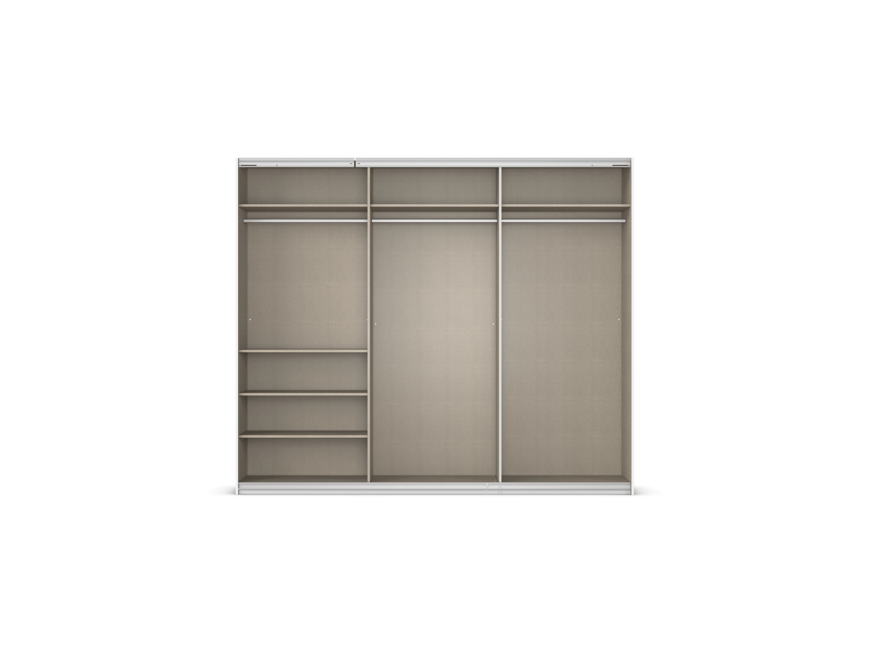 RAUCH ORANGE Quadra Schwebetürenschrank mit Spiegelelementen (Classic-Zubehör, Korpus: Eiche, 271 x 210 cm) – Bild 4 von 4