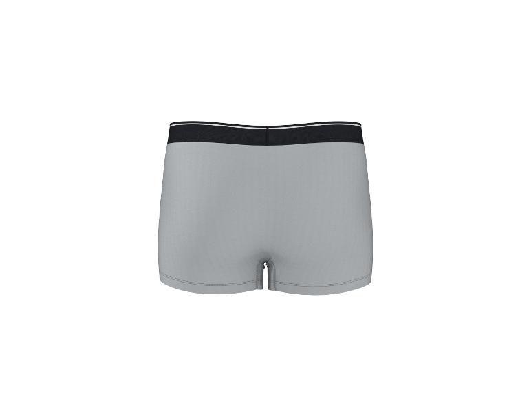 Graue Boxershorts mit schwarzem Gummibund und einem dünnen weißen Streifen.