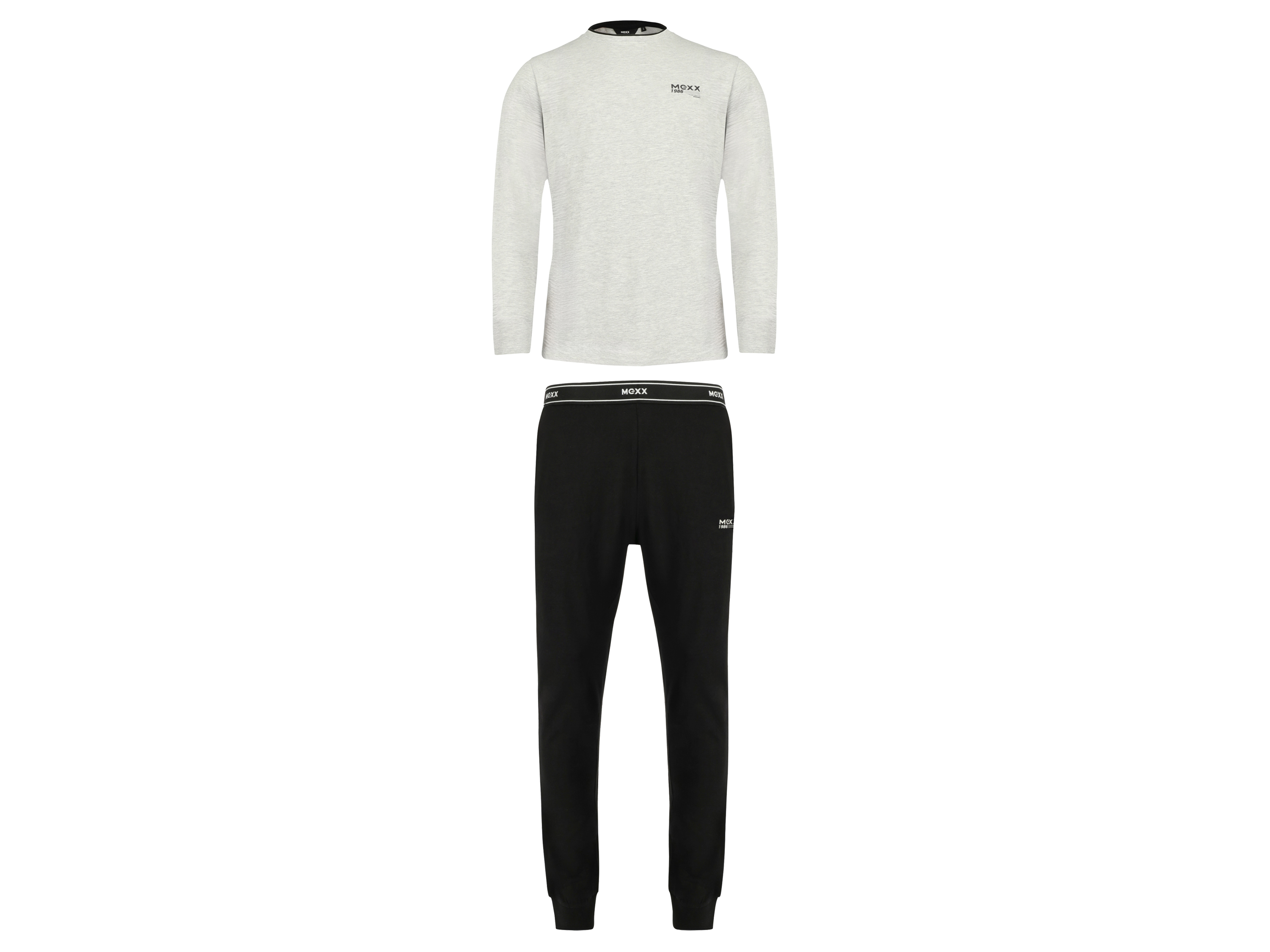 MEXX Herren Jersey-Pyjama, 2-teilig (grau/schwarz, XL)