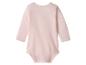 Einfarbiger hellrosa Baby-Body mit langen Ärmeln, Rückansicht.