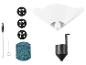 Papierkaffeefilter, Netzfilter, Reinigungsbürste und Trichter.