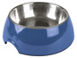 Eine blaue Edelstahl-Schüssel für Hunde oder Katzen