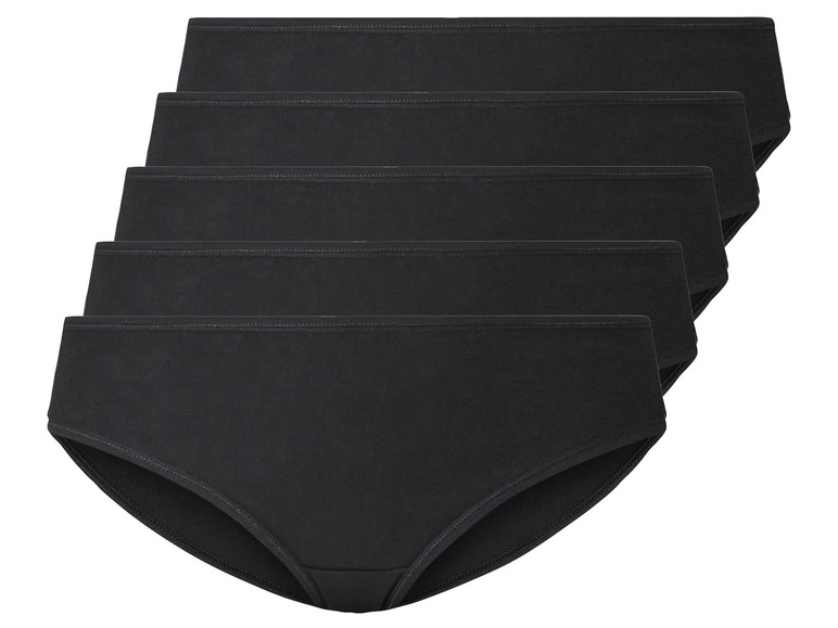 Vier Paar schwarze Damen-Unterwäsche.