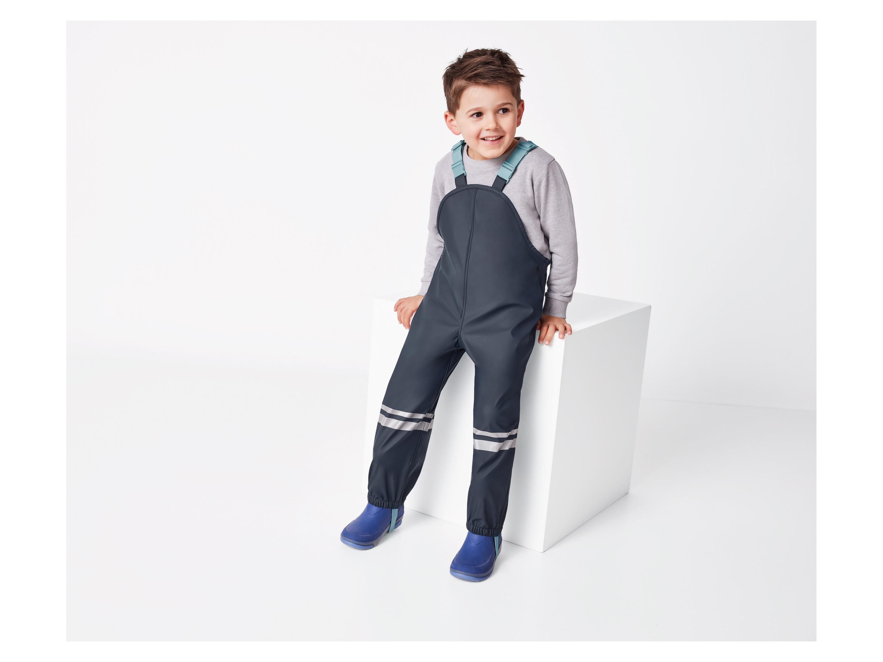 LUPILU® Baby Kleinkinder Matsch- und Buddel-Latzhose, gefüttert (Navy, 86/92) – Bild 2 von 4