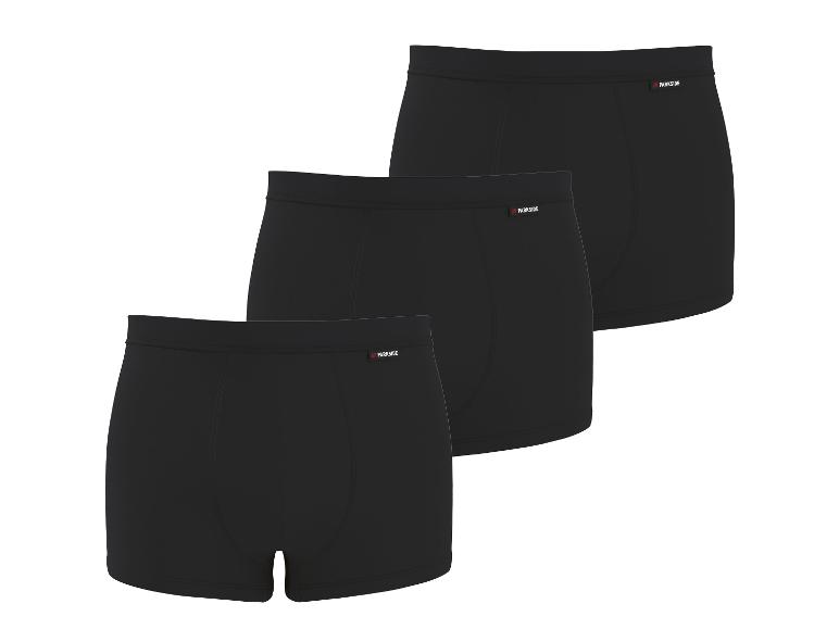 Dreierpack schwarzer Herren-Boxershorts mit elastischem Bund und Nahtdetails.