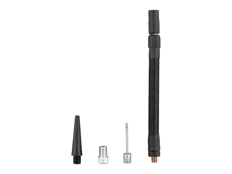 Pumpenadapter und ein flexibler Schlauch zum Aufpumpen von Bällen und Reifen.