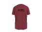 Kurzärmeliges bordeauxrotes T-Shirt mit schwarzem Bergaufdruck auf dem Rücken.