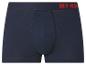 Dunkelblaue Boxershorts mit rotem „MY“-Schriftzug und zwei Herzen am Bund.