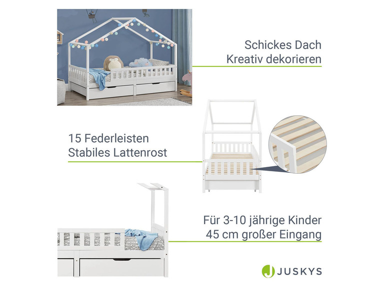 Gehe zu Vollbildansicht: Juskys Kinderbett »Yuki«, mit offenem Dach - Bild 24