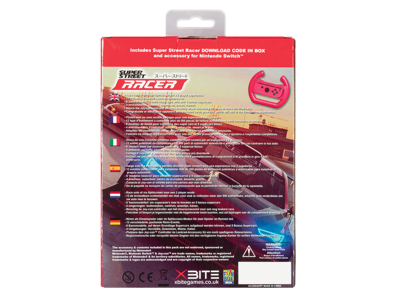 Super Street Racer Spiel mit Lenkrad für Nintendo Switch.