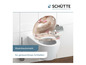 Eine Toilettensitz mit Holzoptik und rosa Rosen, mit Soft-Close-Funktion.