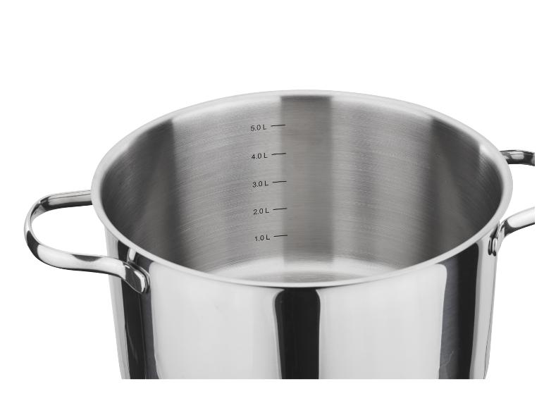 Großer Edelstahltopf mit Griffen.