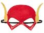 Eine rote und gelbe Flash-Maske mit Gummiband.