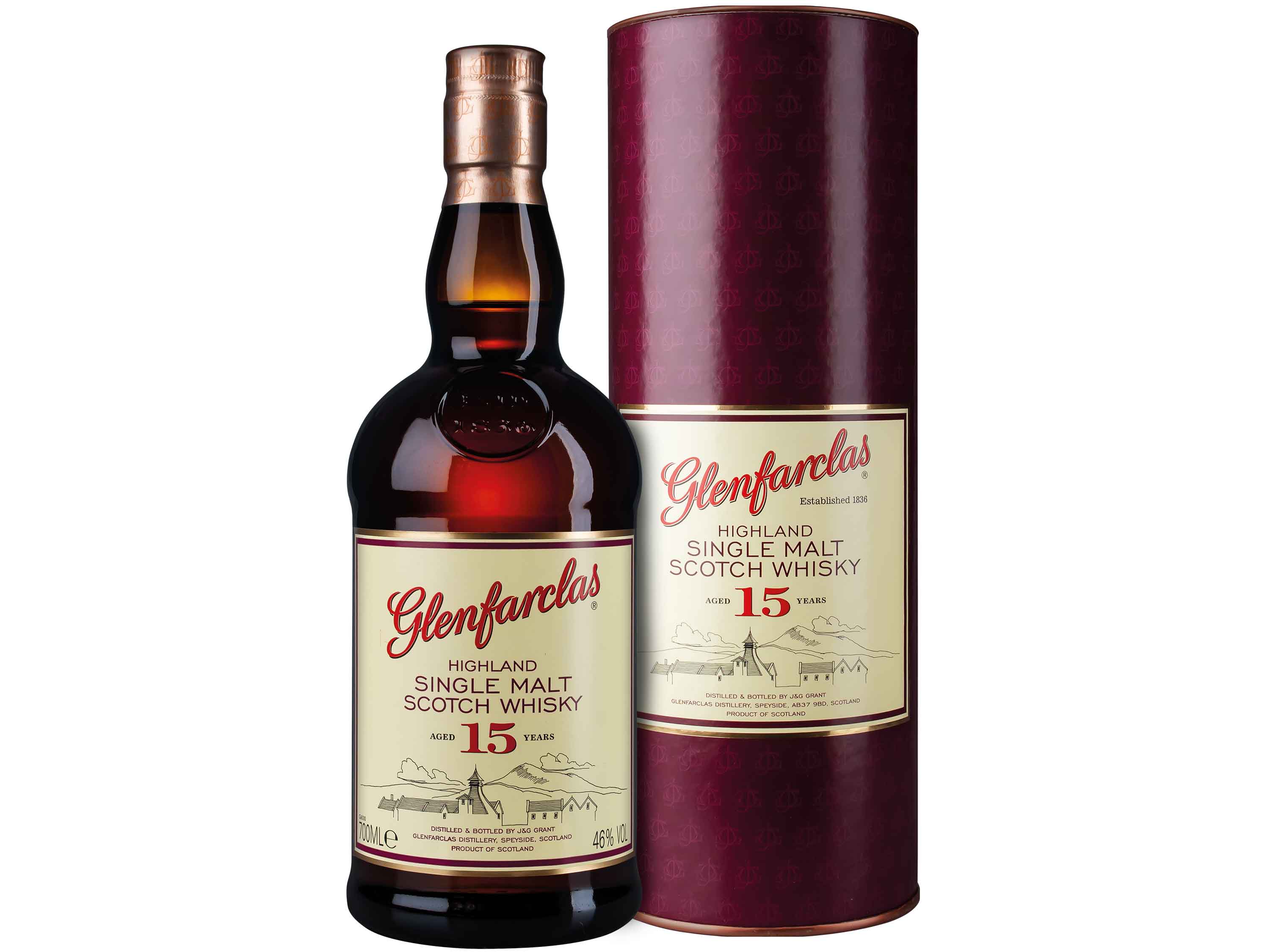 GLENFARCLAS Highland Single Malt Scotch Whisky 15 Jahre mit Geschenkbox 46% Vol