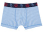 Blaue, gestreifte Boxershorts mit Monster-Motiv