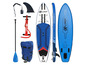 Ein aufblasbares Paddleboard-Set von Explorer mit Zubehör.