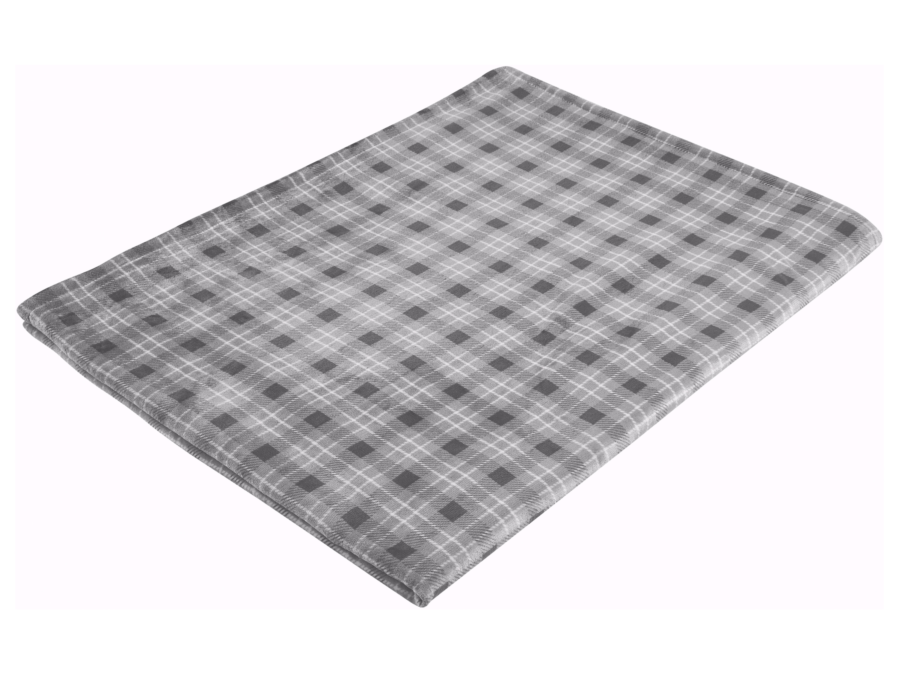 Thumbnail - LIVARNO® Kuscheldecke mit Teddyfleece (Karo/grau)